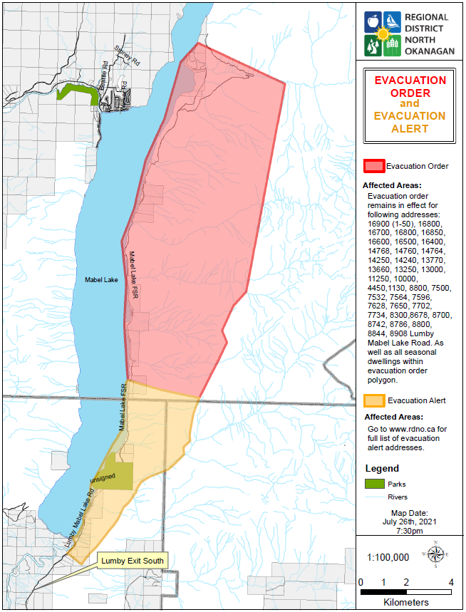Map of Alert Area in Bunting on July 26