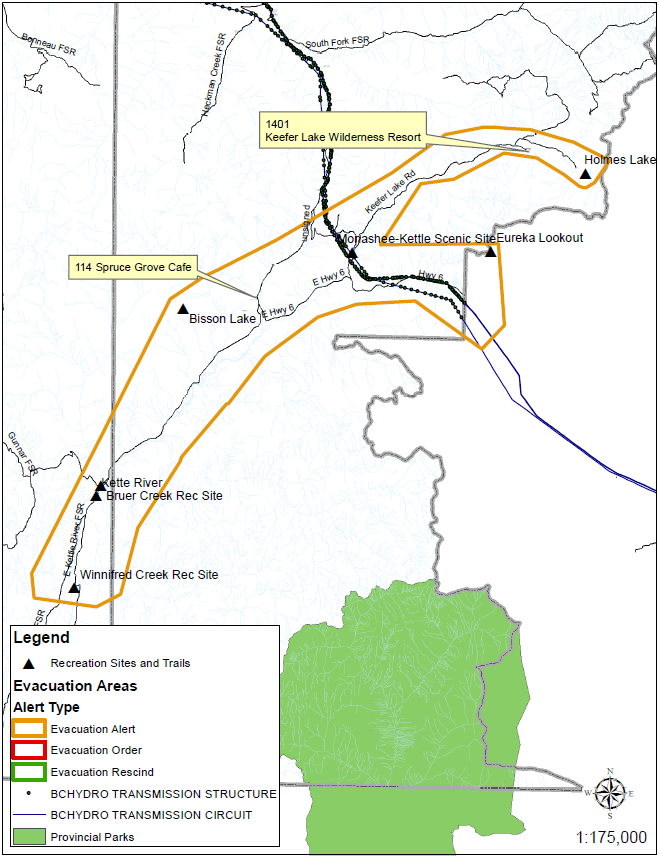 Evacuation Area at Winnifred Creek