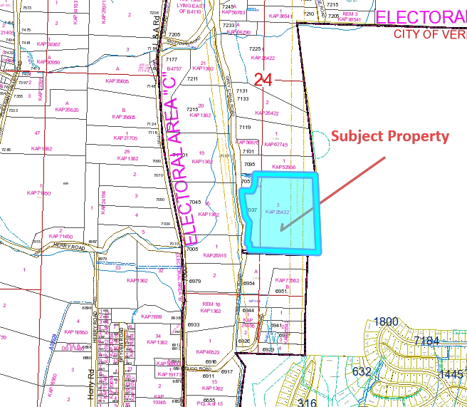 Map showing the property located at 7037 Grey Canal Road
