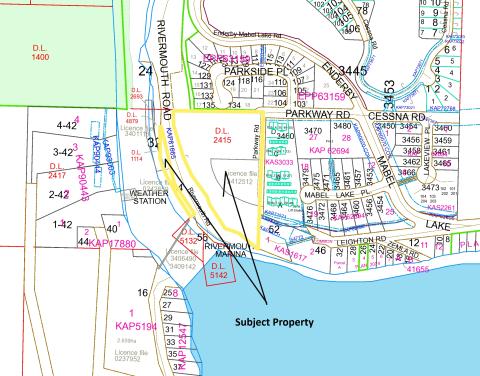 A map showing the property District Lot 2415